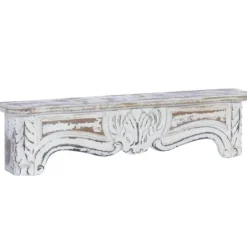 Shelves-Kirkland's Home White Distressed Carved Wood Acanthus Wall Shelf