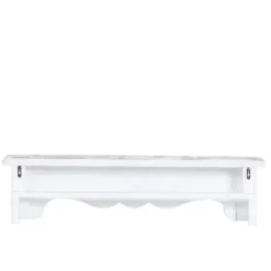 Shelves-Kirkland's Home White Distressed Carved Wood Acanthus Wall Shelf