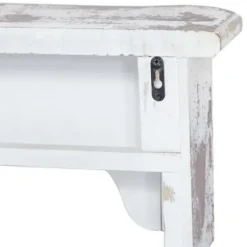 Shelves-Kirkland's Home White Distressed Carved Wood Acanthus Wall Shelf