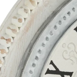 Clocks-Kirkland's Home White Distressed Wood Round Beaded Wall Clock