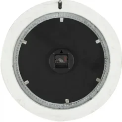 Clocks-Kirkland's Home White Distressed Wood Round Beaded Wall Clock