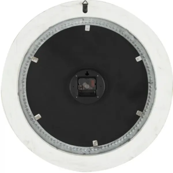 Clocks-Kirkland's Home White Distressed Wood Round Beaded Wall Clock