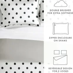 Duvets-Kirkland's Home White Dotted Reversible 2-Pc. Twin Duvet Cover Set White/Gray