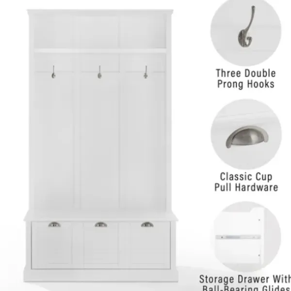 Entryway Furniture-Kirkland's Home White Ellison Hall Tree With Storage Bench