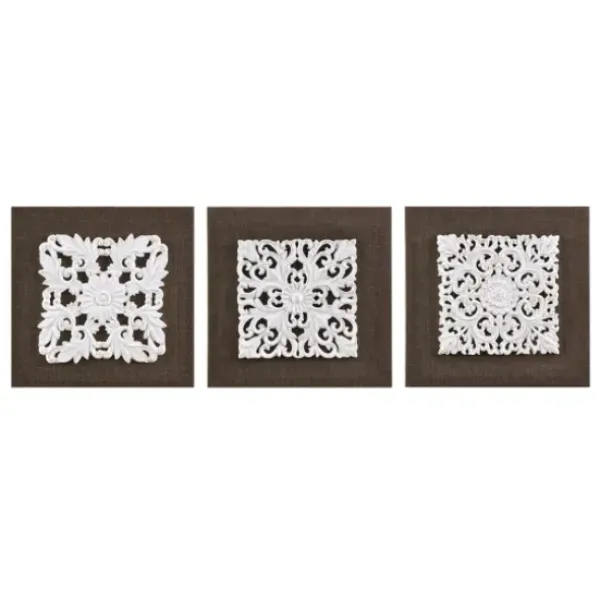 Wall Plaques-Kirkland's Home White Embellished Trinity Wall Plaques, Set Of 3 Brown/White