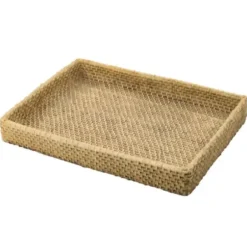 Decorative Trays-Kirkland's Home White Enameled Rectangle Mango Wood Tray Tan/White