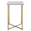 Accent & End Tables-Kirkland's Home White Faux Marble And Gold X-Base Accent Table
