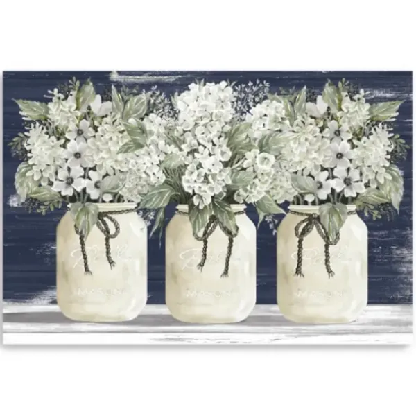Canvas Art-Kirkland's Home White Floral Trio Giclee Canvas Art Print White/Green/Blue