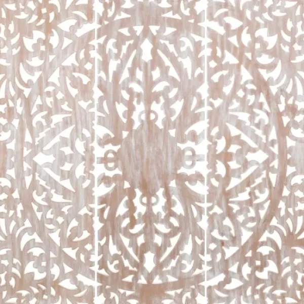 Wall Plaques-Kirkland's Home White Floral Wood Carving 3-Pc. Wall Plaque White/Tan