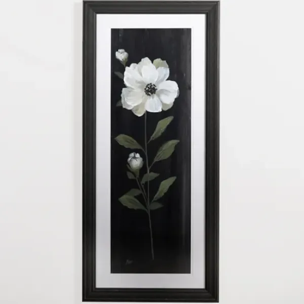Framed Art-Kirkland's Home White Flower On Black I Framed Art Print White/Black