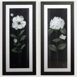 Framed Art-Kirkland's Home White Flower On Black I Framed Art Print White/Black