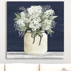 Canvas Art-Kirkland's Home White Flowers Ii Giclee Canvas Print, 30X30 In. Blue/White