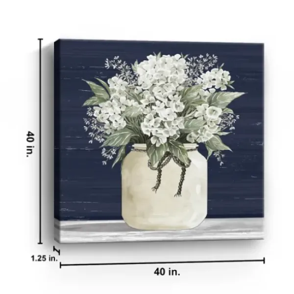 Canvas Art-Kirkland's Home White Flowers Ii Giclee Canvas Print, 40X40 In. Blue/White