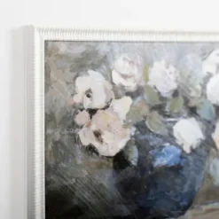 Framed Art-Kirkland's Home White Flowers In Blue Vase Framed Art Print Blue/White/Gray