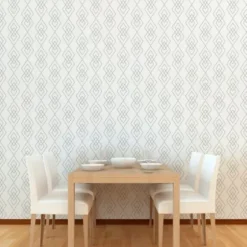Wall Murals & Wall Decals-Kirkland's Home White Geometric Diamond Peel And Stick Wall Mural Gray/White