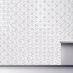 Wall Murals & Wall Decals-Kirkland's Home White Geometric Diamond Peel And Stick Wall Mural Gray/White