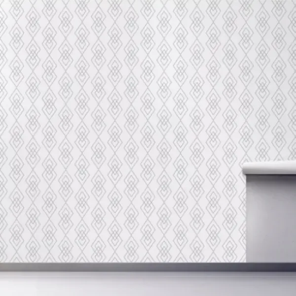 Wall Murals & Wall Decals-Kirkland's Home White Geometric Diamond Peel And Stick Wall Mural Gray/White