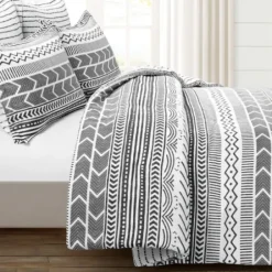 Comforters-Kirkland's Home White Geometric King 5-Pc. Comforter Set Black