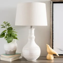 Table Lamps-Kirkland's Home White Glaze Serenia Ceramic Table Lamp Ivory
