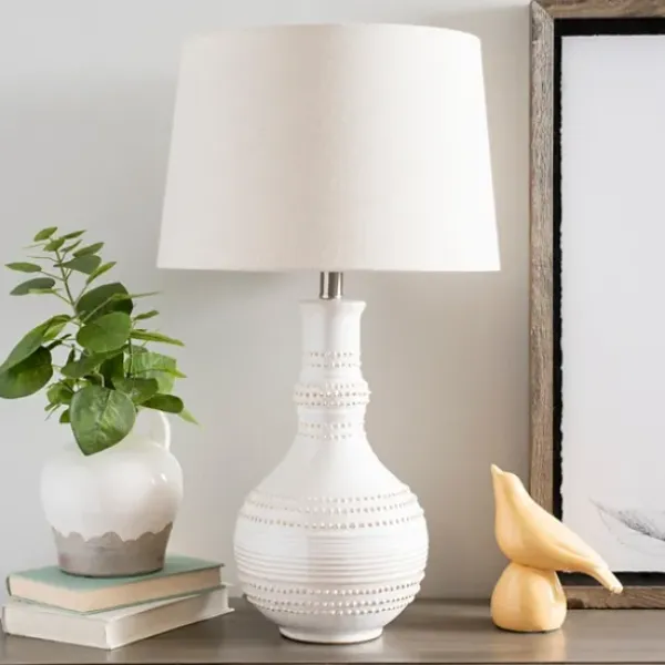 Table Lamps-Kirkland's Home White Glaze Serenia Ceramic Table Lamp Ivory