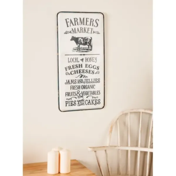 Wall Quotes & Signs-Kirkland's Home White Iron Farmer'S Market Wall Plaque White/Black