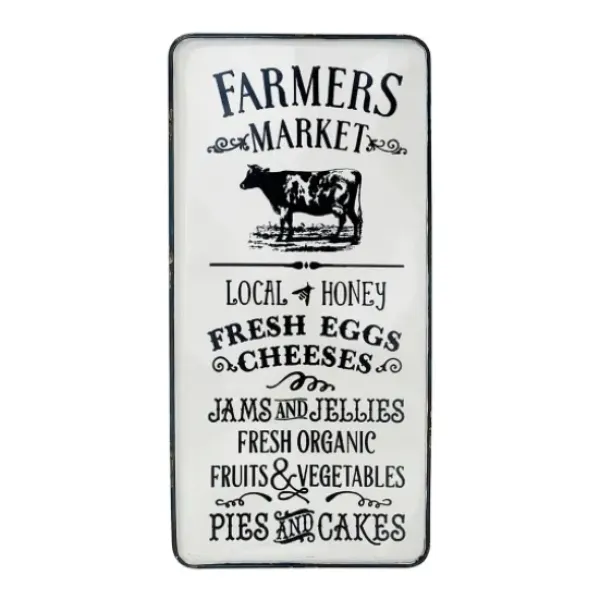 Wall Quotes & Signs-Kirkland's Home White Iron Farmer'S Market Wall Plaque White/Black