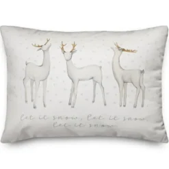 Pillows-Kirkland's Home White Let It Snow Reindeer Christmas Accent Pillow White/Gold