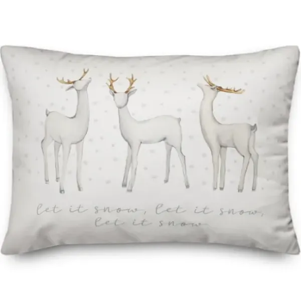 Pillows-Kirkland's Home White Let It Snow Reindeer Christmas Accent Pillow White/Gold