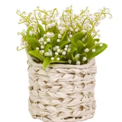 Arrangements & Greenery-Kirkland's Home White Lily Of The Valley Arrangement In Basket White/Green