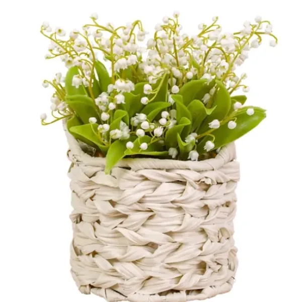 Arrangements & Greenery-Kirkland's Home White Lily Of The Valley Arrangement In Basket White/Green