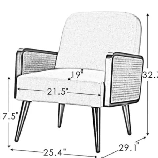 Accent Chairs-Kirkland's Home White Linen And Rattan Accent Chair Ivory