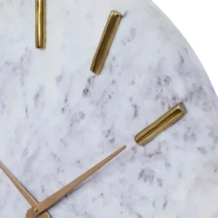 Clocks-Kirkland's Home White Marble And Gold Accent Wall Clock, 20 In.