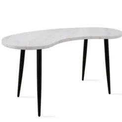 Office Furniture-Kirkland's Home White Marble Kidney Shaped Desk