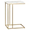 Accent & End Tables-Kirkland's Home White Marble Top Gold Metal C-Table Gold/White