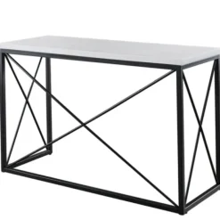 Console Tables-Kirkland's Home White Marble Top Sabin Metal Base Sofa Table