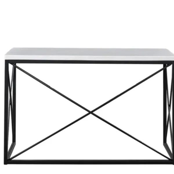 Console Tables-Kirkland's Home White Marble Top Sabin Metal Base Sofa Table