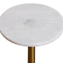 Accent & End Tables-Kirkland's Home White Marble Top Tapered Base Accent Table, 10 In.