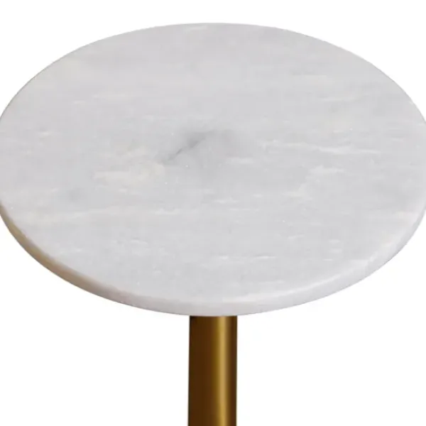 Accent & End Tables-Kirkland's Home White Marble Top Tapered Base Accent Table, 12 In.