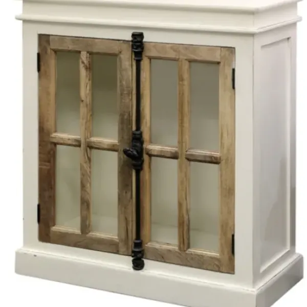Cabinets & Sideboards-Kirkland's Home White Marengo Windowpane 2-Door Cabinet
