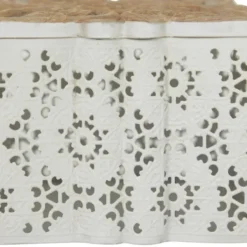 Baskets & Boxes-Kirkland's Home White Metal And Carved Wood Boxes, Set Of 3 White/Brown