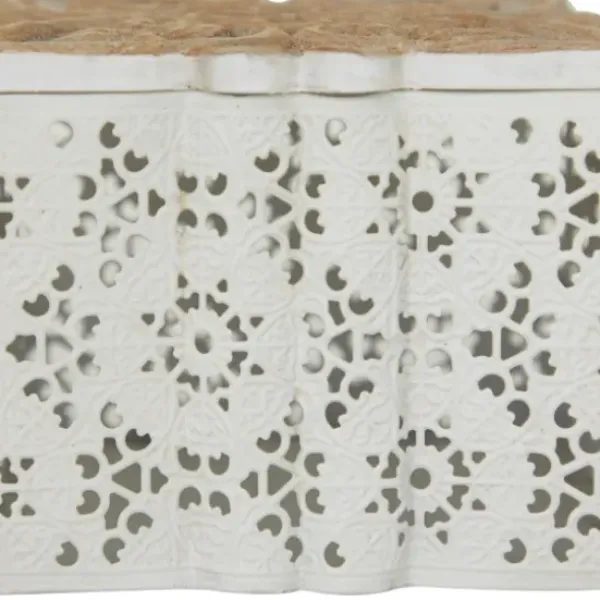 Baskets & Boxes-Kirkland's Home White Metal And Carved Wood Boxes, Set Of 3 White/Brown