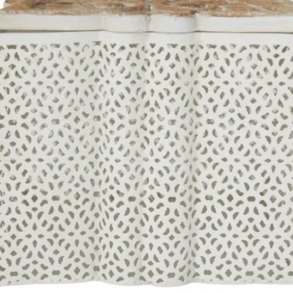 Baskets & Boxes-Kirkland's Home White Metal And Carved Wood Boxes, Set Of 3 White/Brown
