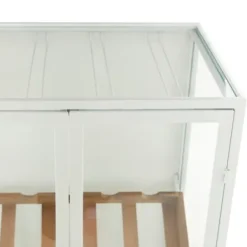 Kitchen Islands & Bar Carts-Kirkland's Home White Metal And Natural Wood 2-Door Bar Cabinet