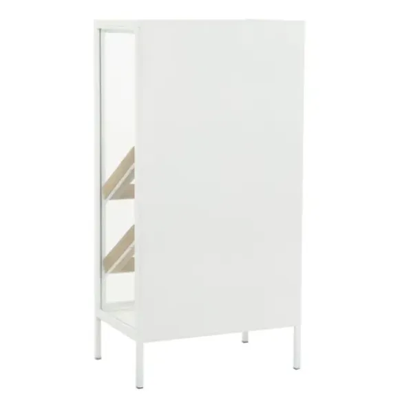 Kitchen Islands & Bar Carts-Kirkland's Home White Metal And Natural Wood 2-Door Bar Cabinet