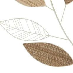 Wall Plaques-Kirkland's Home White Metal And Reed Leaf Wall Plaque White/Brown