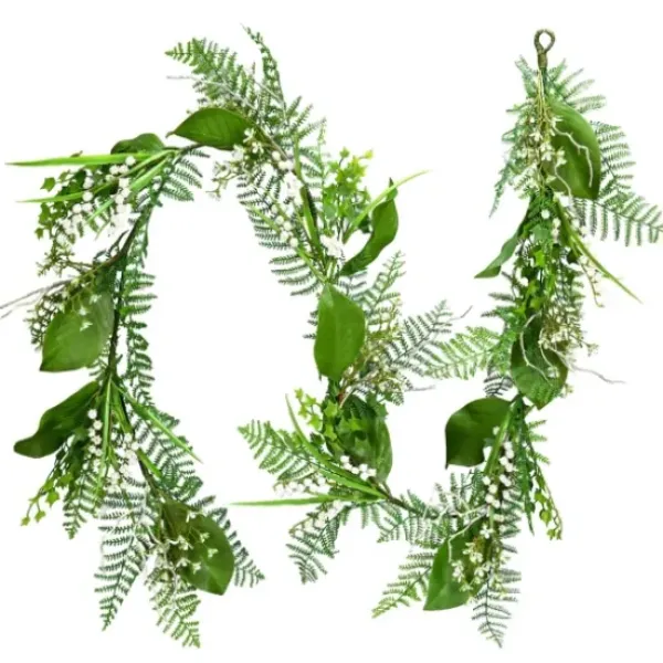 Arrangements & Greenery-Kirkland's Home White Mini Flowers Garland Green/White