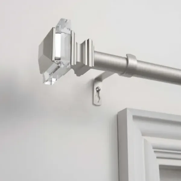 Curtain Rods & Hardware-Kirkland's Home White Mirrored Mosaic Curtain Rod, 120 In.