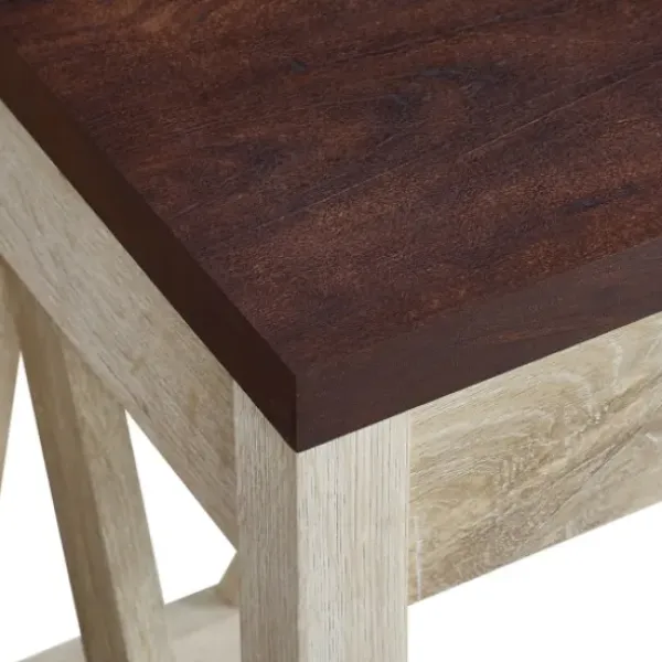 Office Furniture-Kirkland's Home White Oak Farmhouse A-Frame Desk With Brown Top