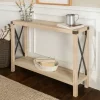 Console Tables-Kirkland's Home White Oak Farmhouse X-Frame Console Table Ivory