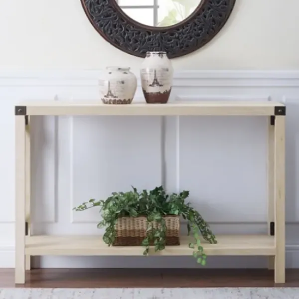 Console Tables-Kirkland's Home White Oak Farmhouse X-Frame Console Table Ivory